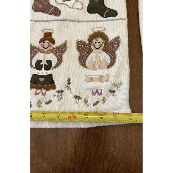 Bechamel Cardigan Womens Large White Christmas Sweater Button Knitted Angel - Picture 5 of 10